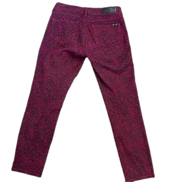 Seven7 women’s skinny 6P red/black lace looking jeans with zipper and button - Picture 3 of 7